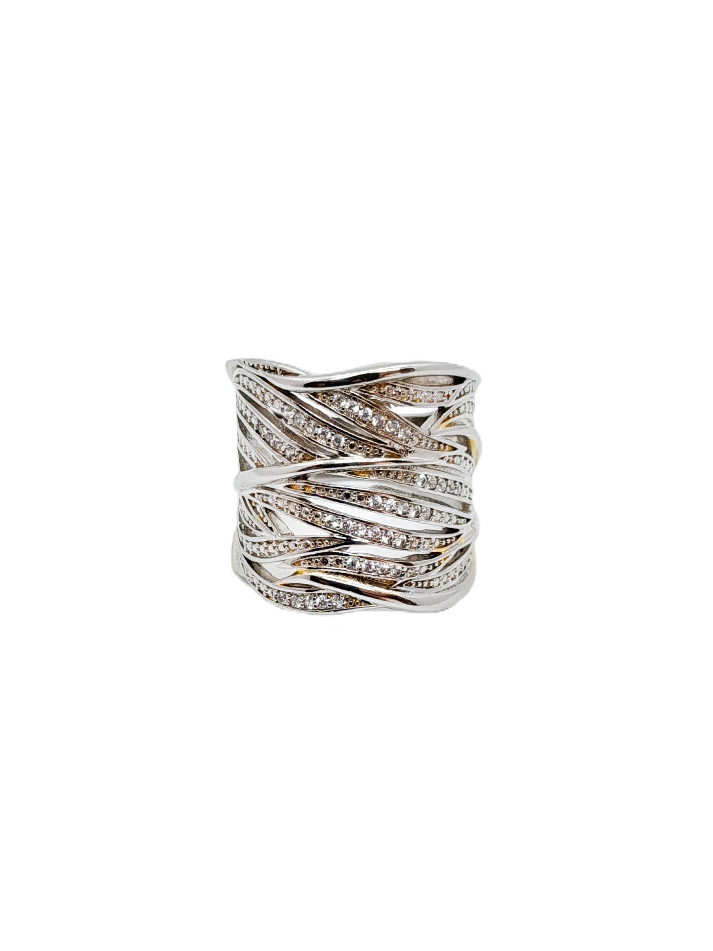 Anillo Ancho Detalle Brillantes