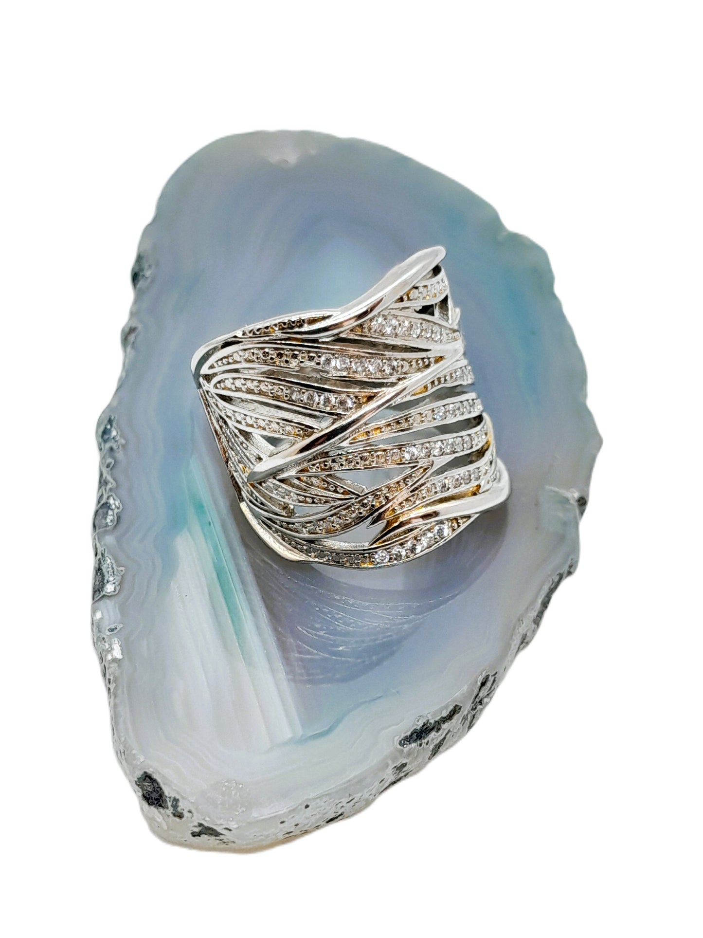 Anillo Ancho Detalle Brillantes