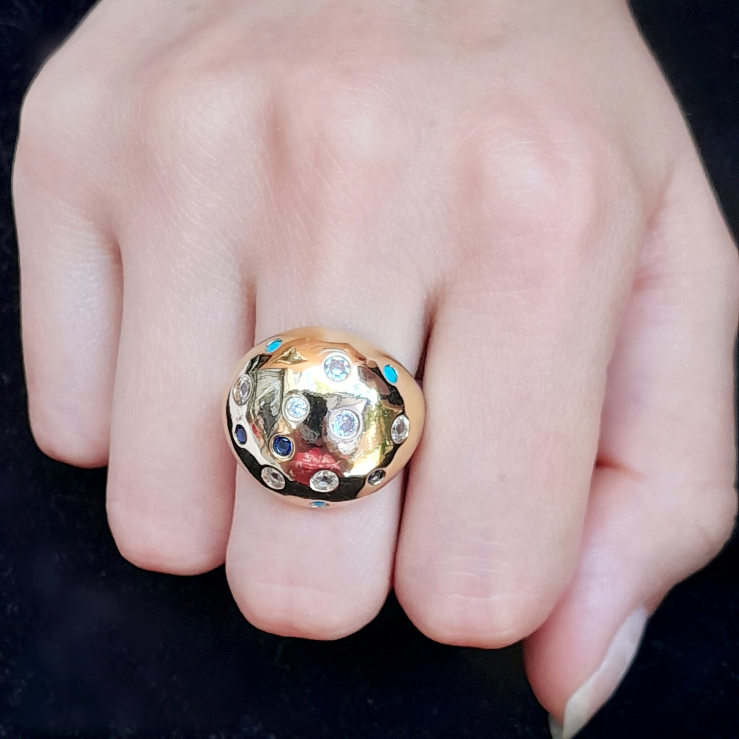 Anillo SELENE en Baño de Oro Ajustable