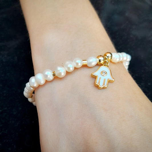 Pulsera Perlas y Mano de Fátima