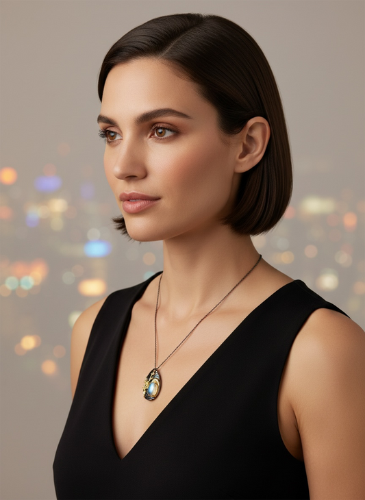 Collar en Tungsteto y piedra luna