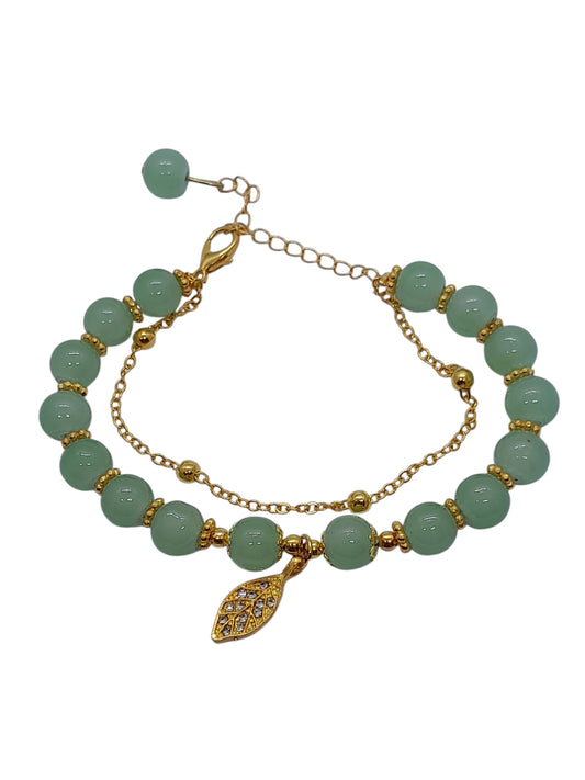 Pulsera en piedra de aventurina verde