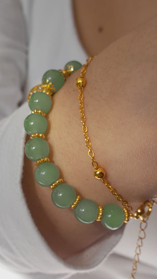 Pulsera en piedra de aventurina verde