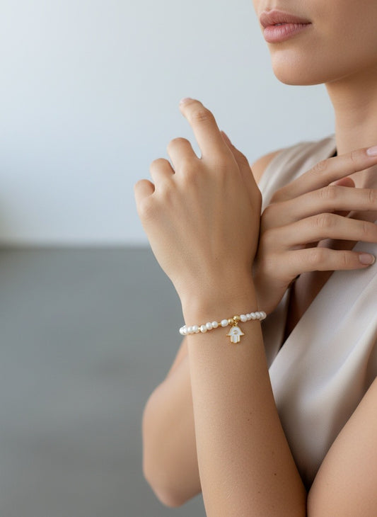 Pulsera Perlas y Mano de Fátima
